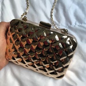 Gold Metal Crossbody Cocktail Bag